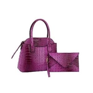 (NWT) 2pc. Fashion Top Handle Satchel With Matching Clutch